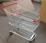 Metal Supermarket Rolling Shopping Carts Chrome Plating 90L With Baby Seat