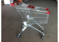 Supermarket Push Cart Retail Grocery Metal Wire Shopping Trolley Cart With Powder Coated
