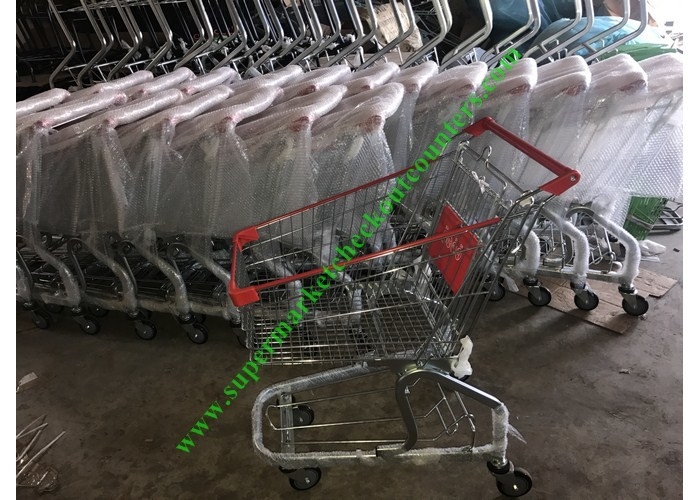 Zinc And Powder Coating Supermarket Shopping Cart / Steel Mesh Hand Trolley