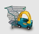 Carrello di plastica di spinta del supermercato dei carrelli dei bambini del metallo dei bambini con l'automobile del giocattolo